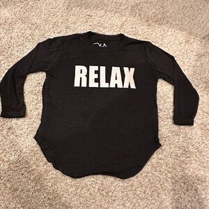 Designer-Chaser Kids Long Sleeve Black Tee with 'RELAX' Print